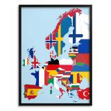 Plakat do biura i salonu Mapa Europy | Geograficzna grafika w ramie 31109 - miniaturka 1