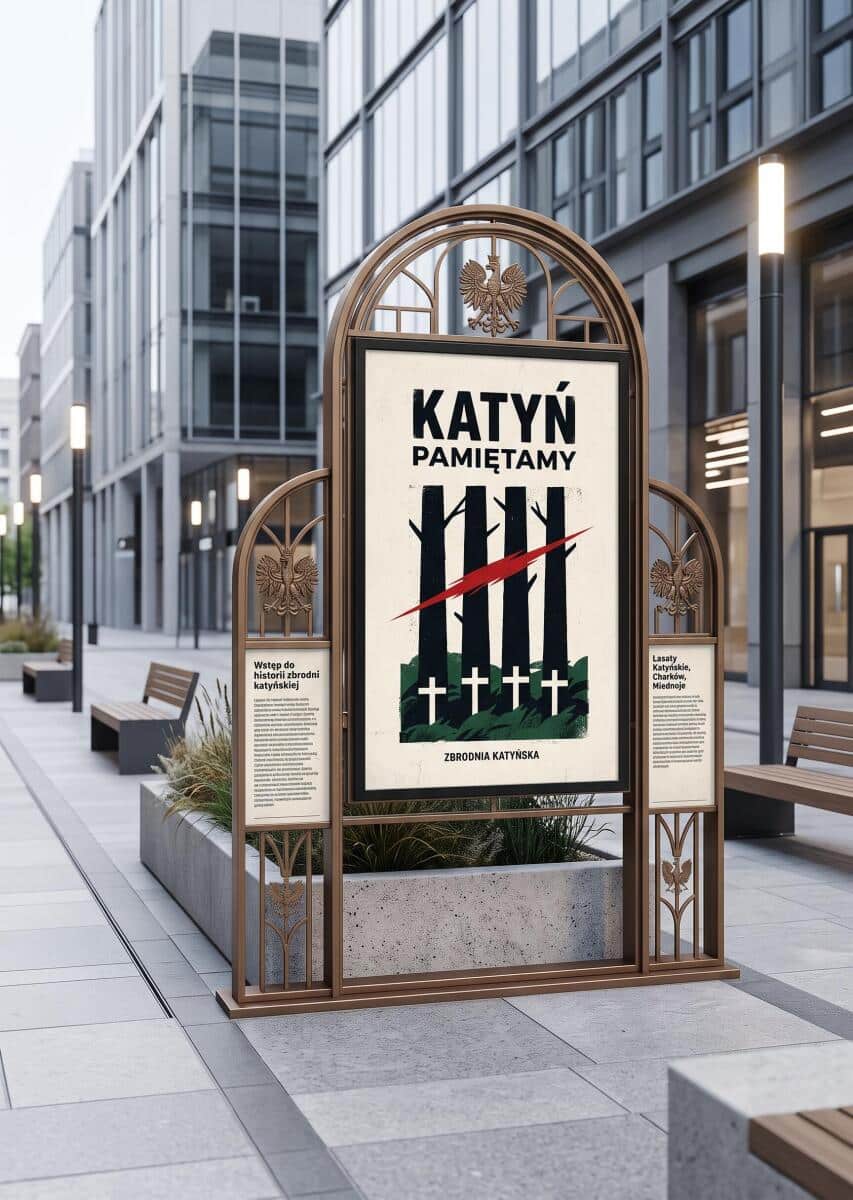 Plakat retro Katyń Pamiętamy czarna rama | Elegancka dekoracja do gabinetu 31145 - zdjęcie 6