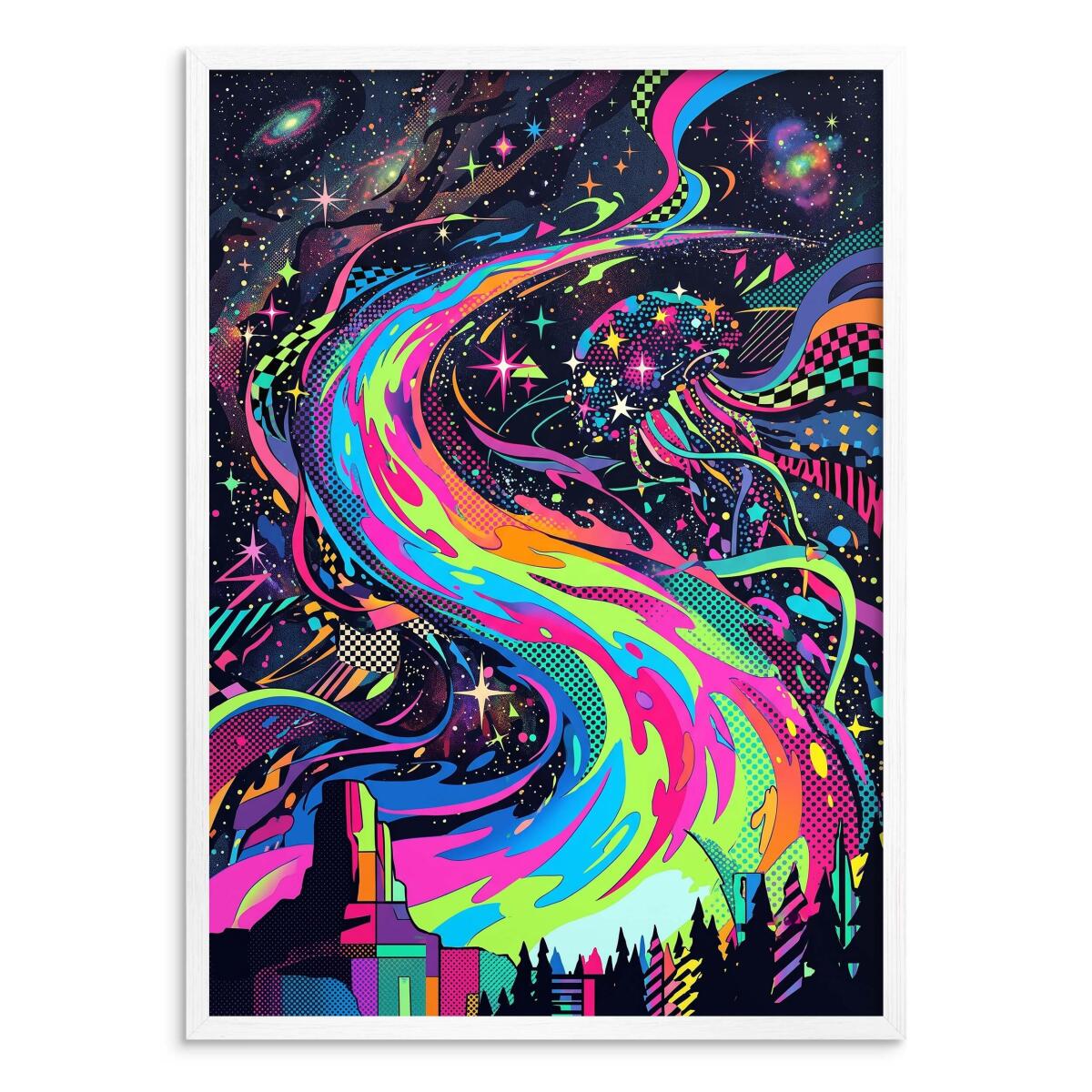 Plakat nad Biurko Kosmiczna Meduza- Neon Fluid Art | Grafika do Pokoju Nastolatka 31126 - zdjęcie 2