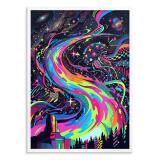 Plakat nad Biurko Kosmiczna Meduza- Neon Fluid Art | Grafika do Pokoju Nastolatka 31126 - miniaturka 2