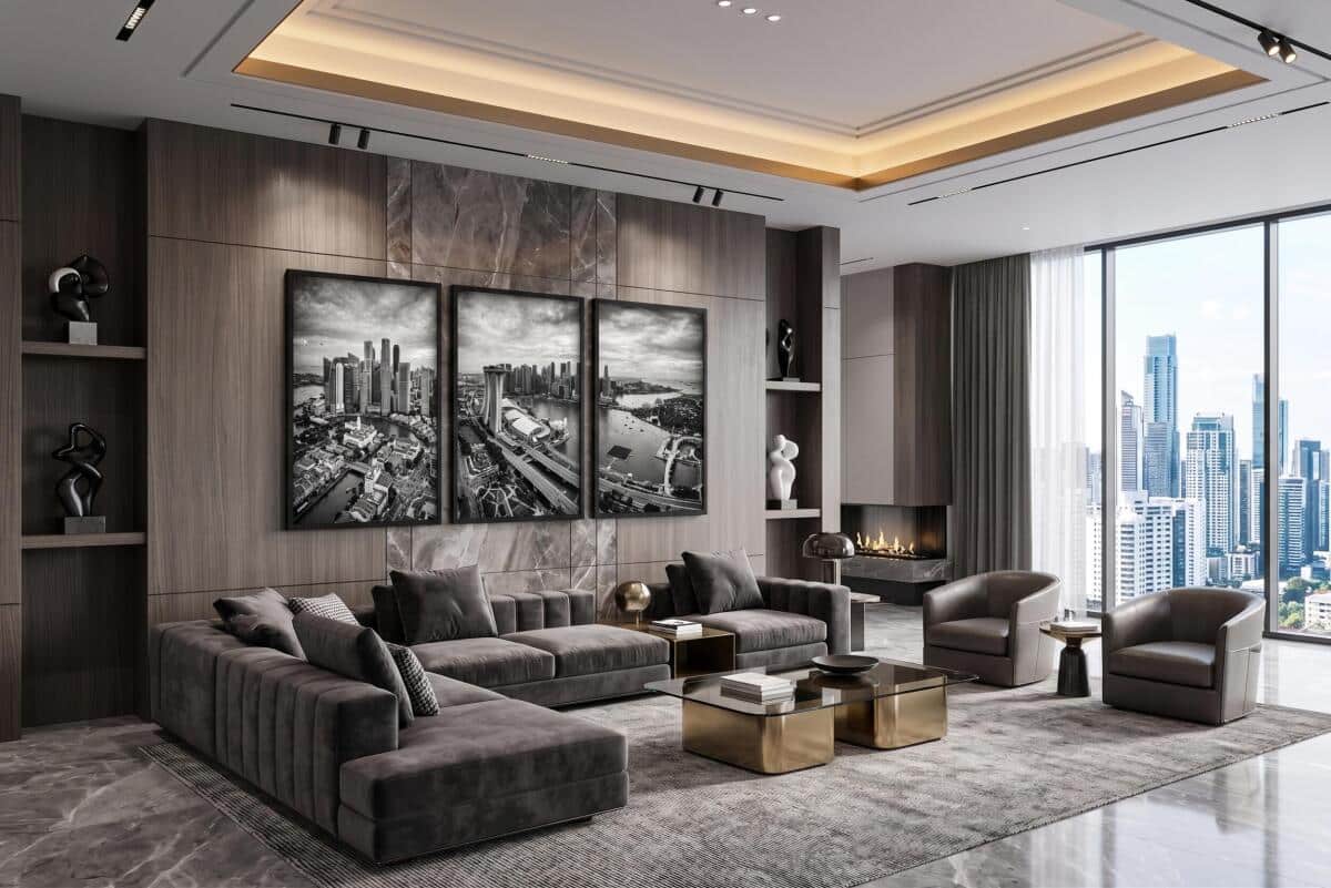 Plakat na ścianę Panorama Singapuru 3 szt. | Loftowa dekoracja do biura 31218 - zdjęcie 5
