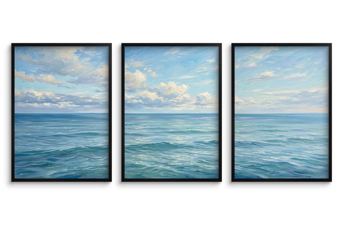 Plakat na ścianę zestaw 3 sztuk- Spokojny ocean | Obraz styl Hamptons 31163 - zdjęcie 2