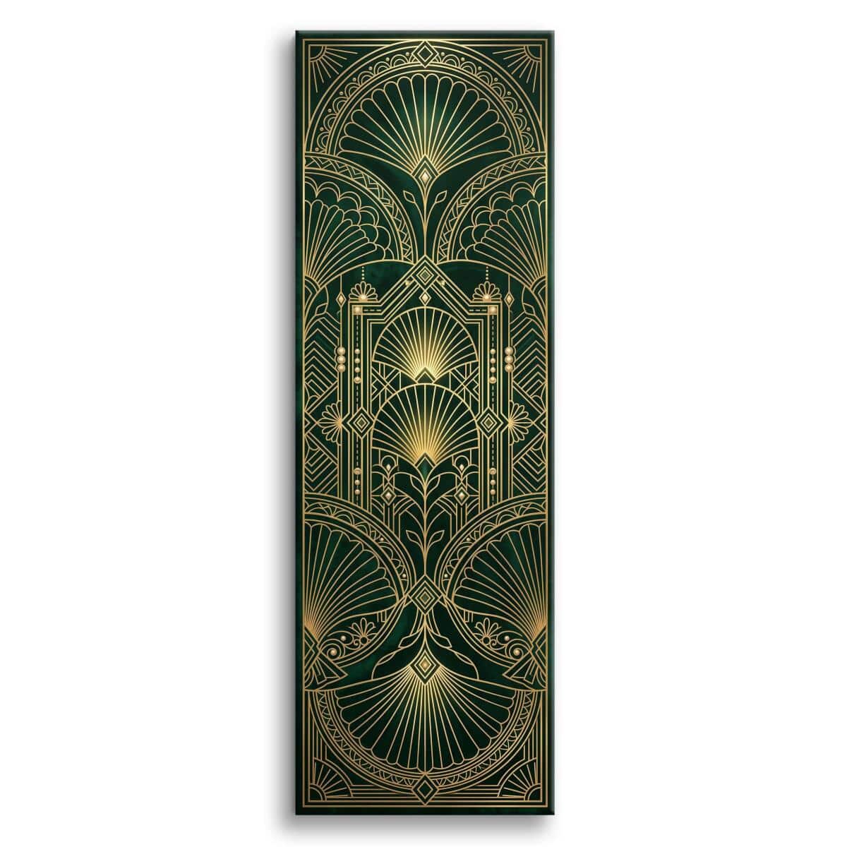 Pionowy Obraz Szmaragdowe Art Deco | Złoty Motyw na Ścianę Glamour 31265