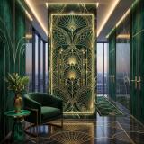 Pionowy Obraz Szmaragdowe Art Deco | Złoty Motyw na Ścianę Glamour 31265 - miniaturka 4