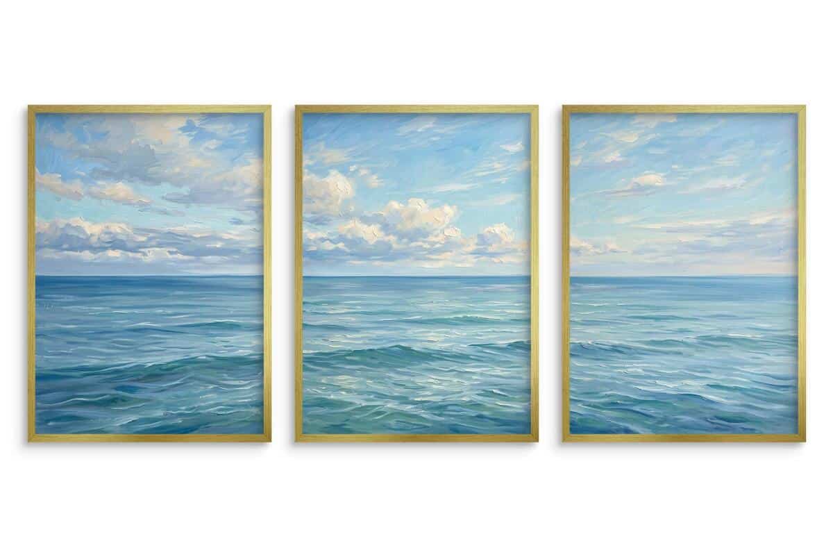 Plakat na ścianę zestaw 3 sztuk- Spokojny ocean | Obraz styl Hamptons 31163 - zdjęcie 4