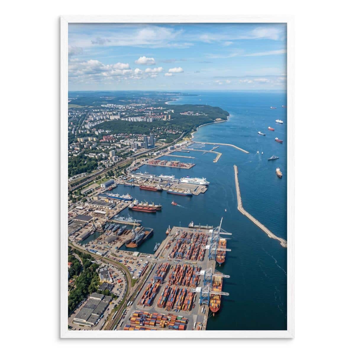 Plakat Port Gdynia z lotu ptaka | Nowoczesny obraz morze do salonu 31101 - zdjęcie 2