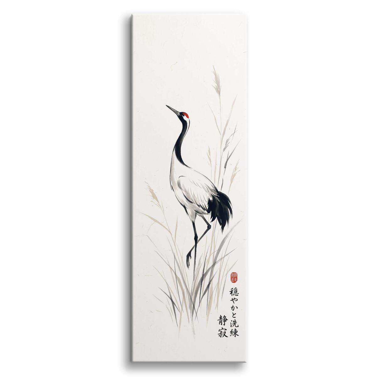 Obraz Japoński Żuraw- Sztuka Sumi-e | Elegancka Dekoracja Japandi 31270