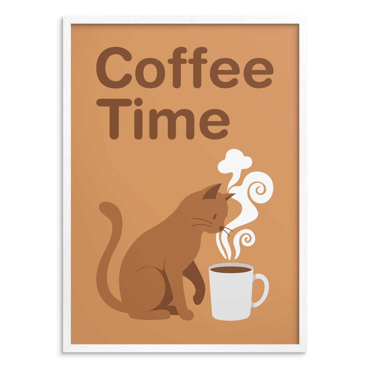 Grafika ścienna Coffee Time- Kot przy kubku | Plakat dla miłośnika kawy 31103 - zdjęcie 2