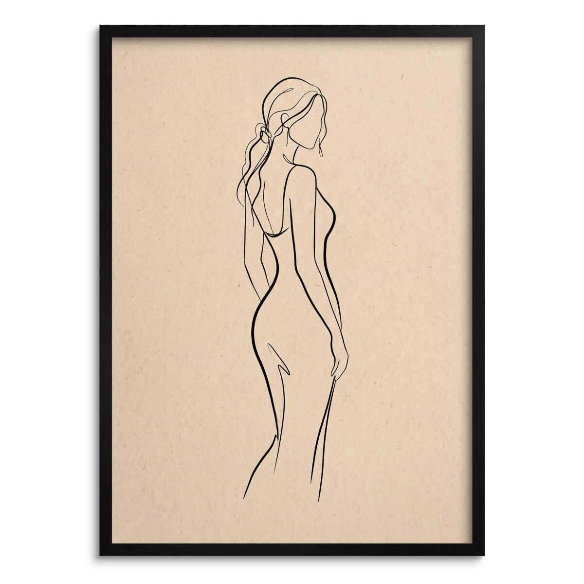 Plakat do sypialni Sylwetka Kobiety | Nowoczesna dekoracja boho beż 31140