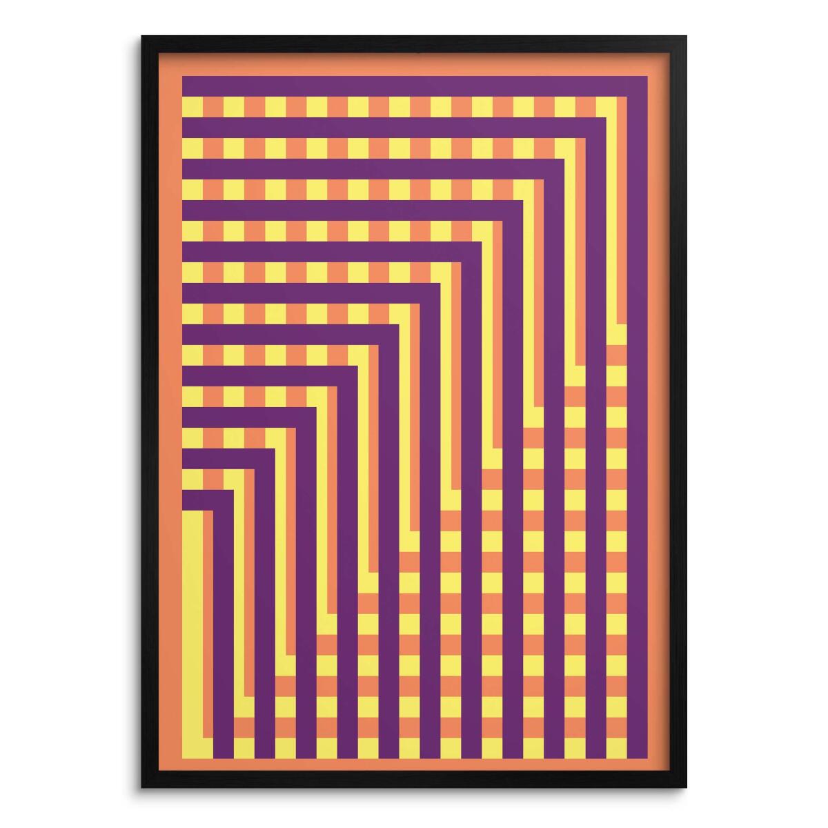 Plakat w stylu Retro fioletowo pomarańczowy | Modna grafika do loftu 31258