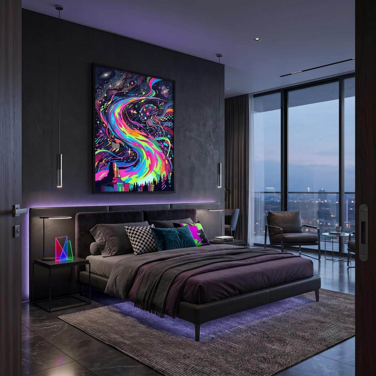 Plakat nad Biurko Kosmiczna Meduza- Neon Fluid Art | Grafika do Pokoju Nastolatka 31126 - zdjęcie 4