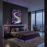 Plakat nad Biurko Kosmiczna Meduza- Neon Fluid Art | Grafika do Pokoju Nastolatka 31126 - miniaturka 4