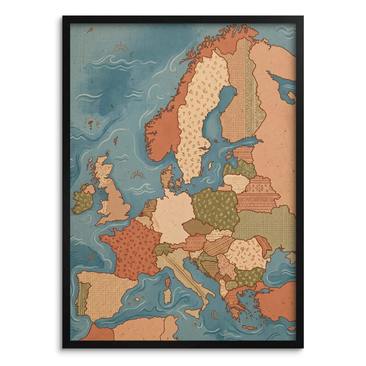 Modny obraz na ścianę Mapa Świata Europa boho | Przytulna dekoracja biura 31112