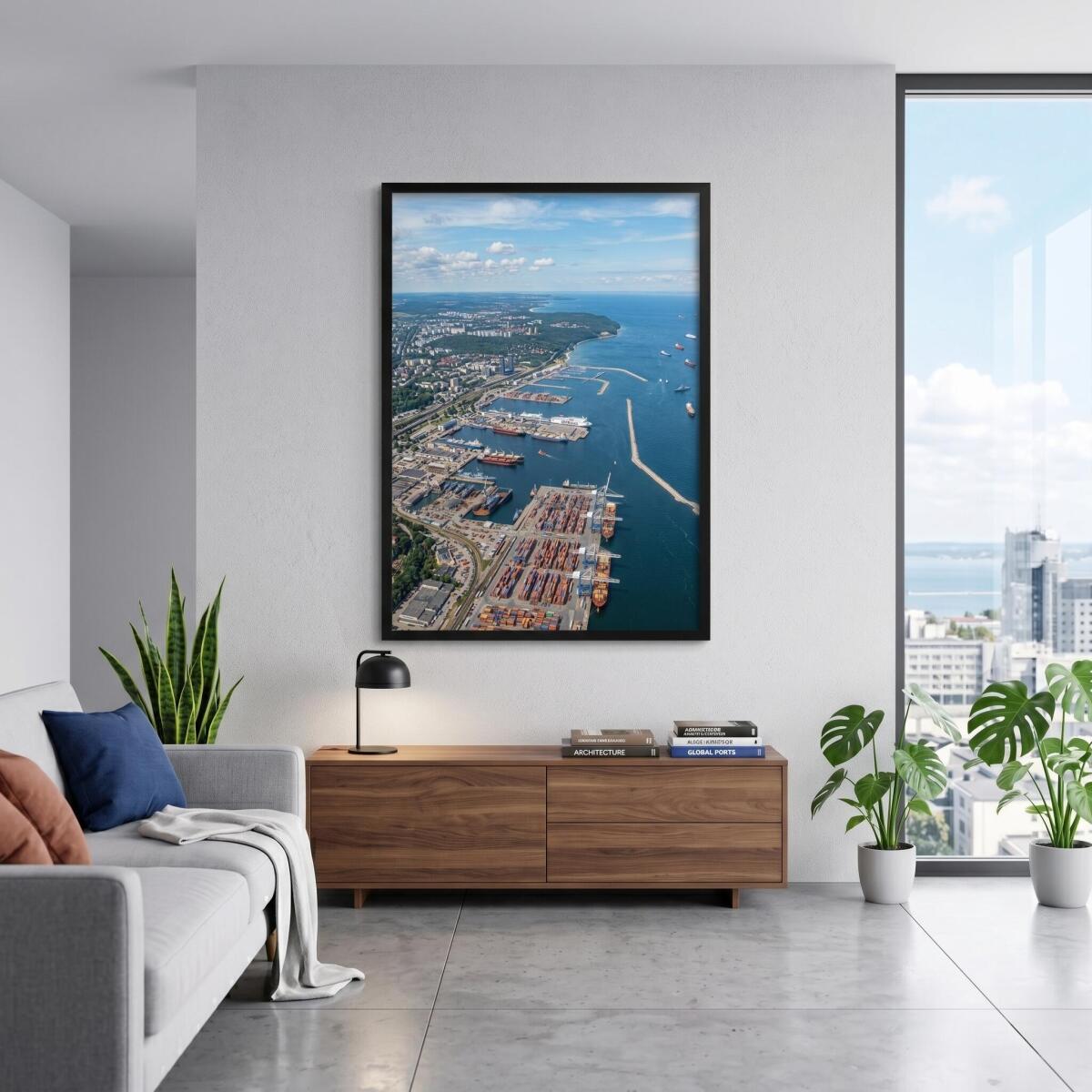 Plakat Port Gdynia z lotu ptaka | Nowoczesny obraz morze do salonu 31101 - zdjęcie 6
