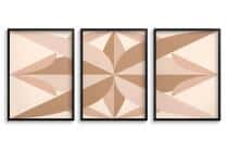 Trzyczęściowy plakat do salonu beżowy- Rozeta geometryczna | Tryptych boho 31259 - miniaturka 2