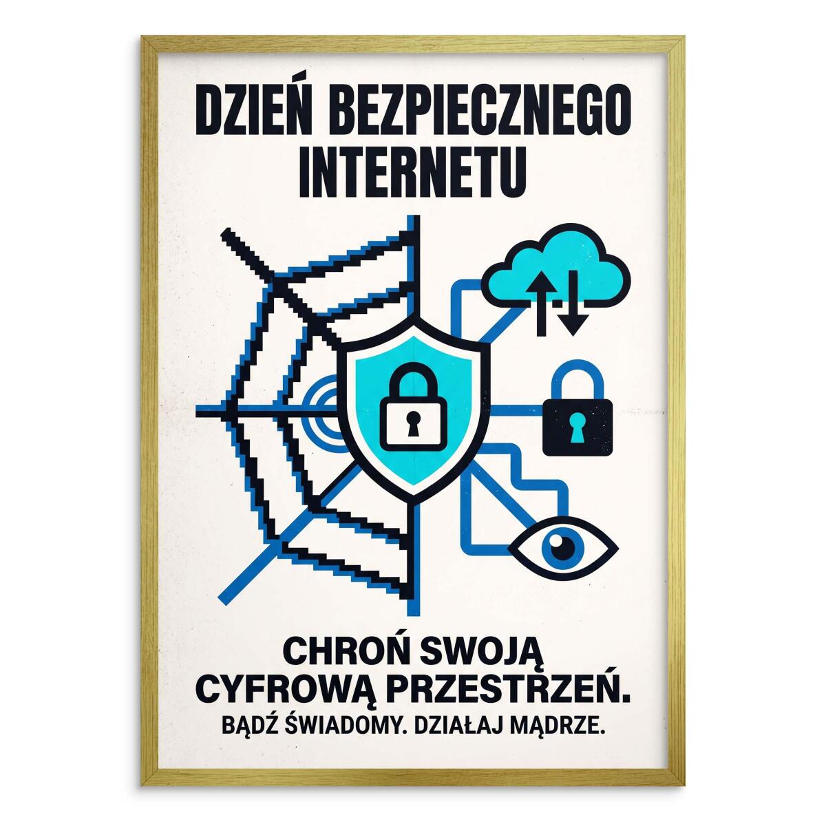 Plakat na Ścianę Cyberbezpieczeństwo- Tarcza i Kłódka | Grafika do Szkół 31143 - zdjęcie 3