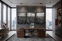 Plakat Loft Panorama Miasta z góry | Trzyczęściowy Obraz czarno-biały 31217 - miniaturka 7