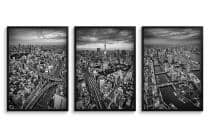 Czarno-biały tryptyk Tokio do biura- Panorama | Modny plakat loftowy zestaw 31216 - miniaturka 2