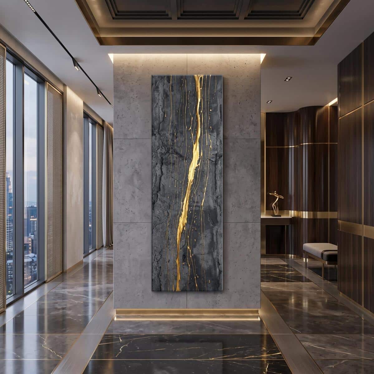 Obraz Abstrakcyjny- Płynne Złoto i Beton | Modern Glamour 31276 - zdjęcie 5