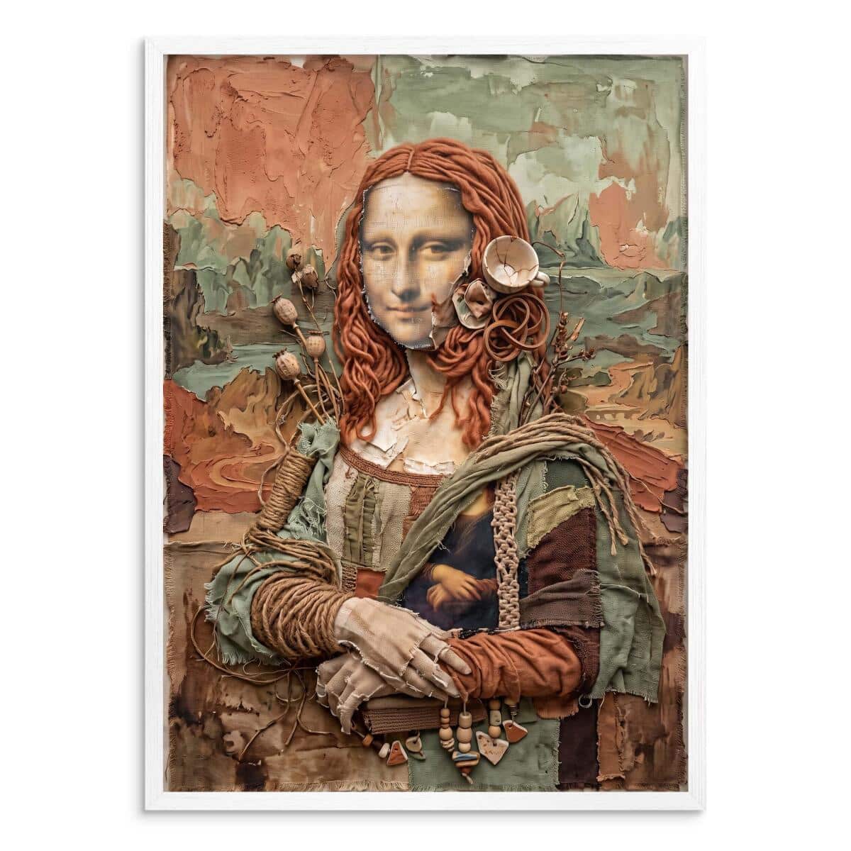 Plakat Mona Lisa Boho - Nowoczesny Obraz na Ścianę Kolaż Asamblaż 31094 - zdjęcie 2
