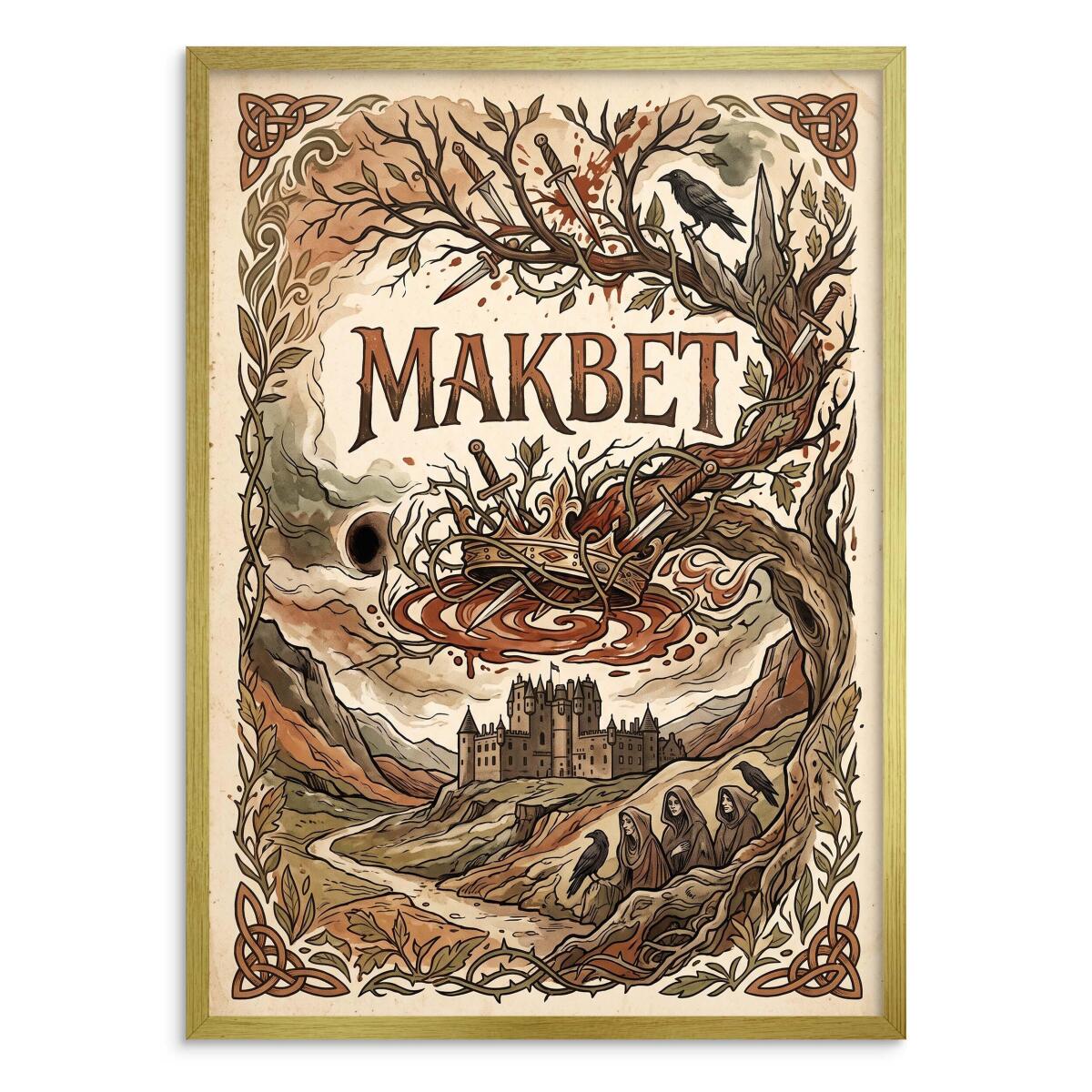 Plakat Makbet Szekspir na ścianę | Mroczna dekoracja vintage 31108 - zdjęcie 3