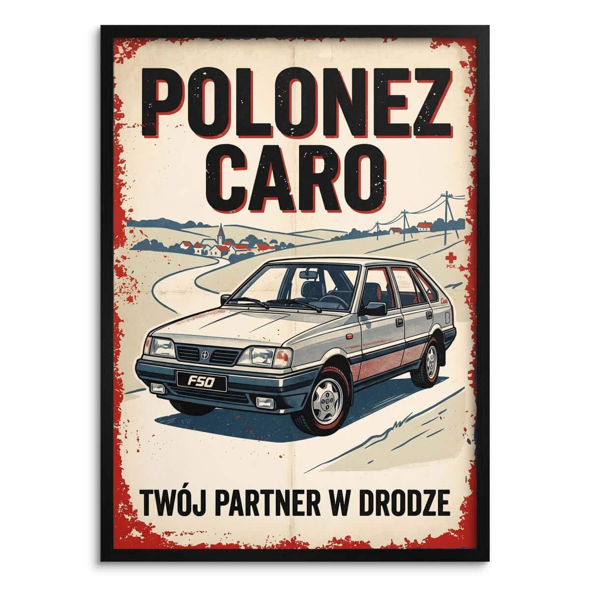 Grafika na ścianę Kultowy Polonez Caro | Retro plakat do biura i garażu 31154