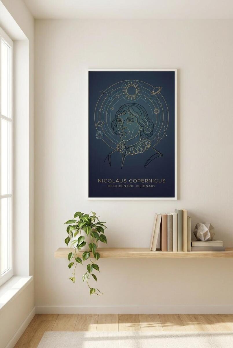 Plakat Mikołaj Kopernik Line Art | Nowoczesna Dekoracja do Pokoju Nastolatka i Biura 31151 - zdjęcie 3