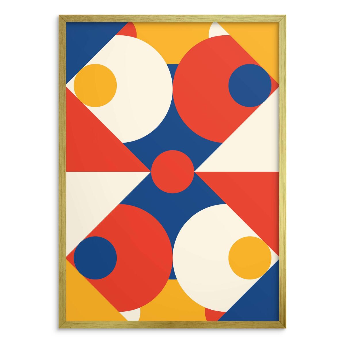 Plakat retro Mid-Century- Czerwone i niebieskie koła | Modny obraz 31257 - zdjęcie 3