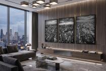 Czarno-biały tryptyk Tokio do biura- Panorama | Modny plakat loftowy zestaw 31216 - miniaturka 5