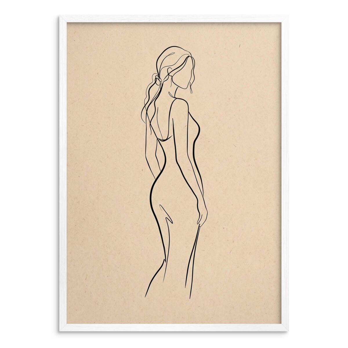 Plakat do sypialni Sylwetka Kobiety | Nowoczesna dekoracja boho beż 31140 - zdjęcie 2