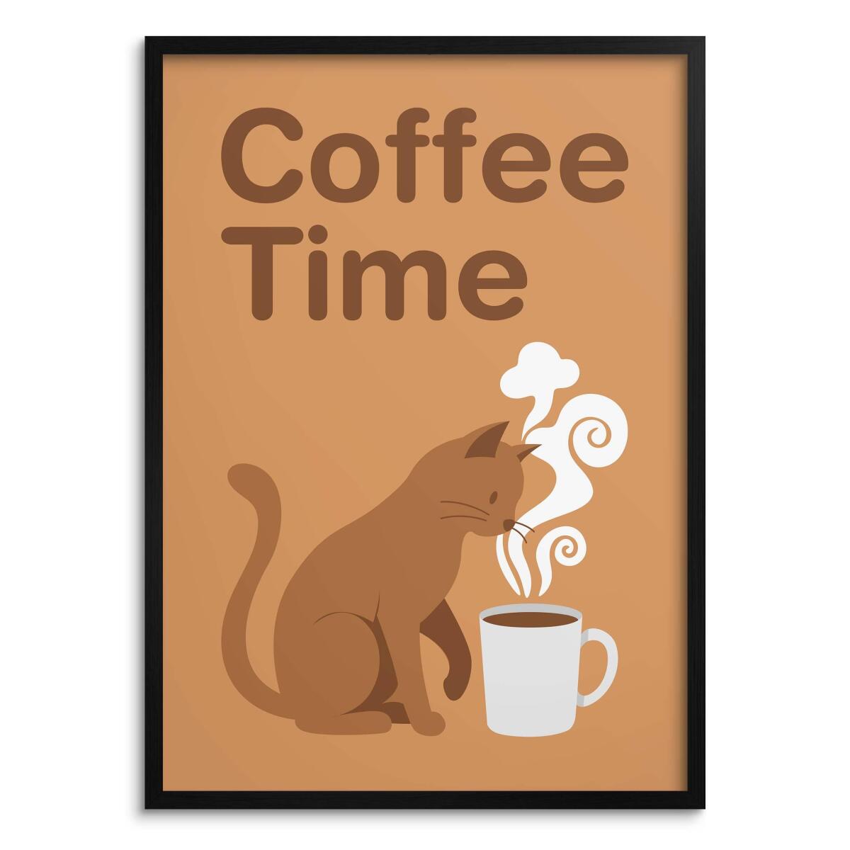 Grafika ścienna Coffee Time- Kot przy kubku | Plakat dla miłośnika kawy 31103