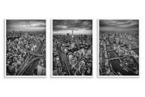 Czarno-biały tryptyk Tokio do biura- Panorama | Modny plakat loftowy zestaw 31216 - miniaturka 3