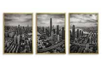 Plakat Loft Panorama Miasta z góry | Trzyczęściowy Obraz czarno-biały 31217 - miniaturka 4