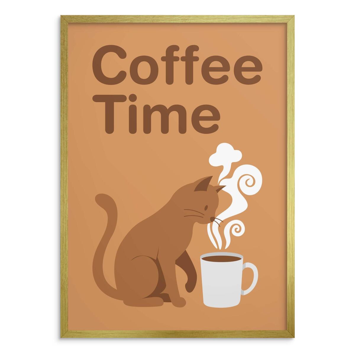 Grafika ścienna Coffee Time- Kot przy kubku | Plakat dla miłośnika kawy 31103 - zdjęcie 3