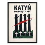Plakat retro Katyń Pamiętamy czarna rama | Elegancka dekoracja do gabinetu 31145 - miniaturka 1
