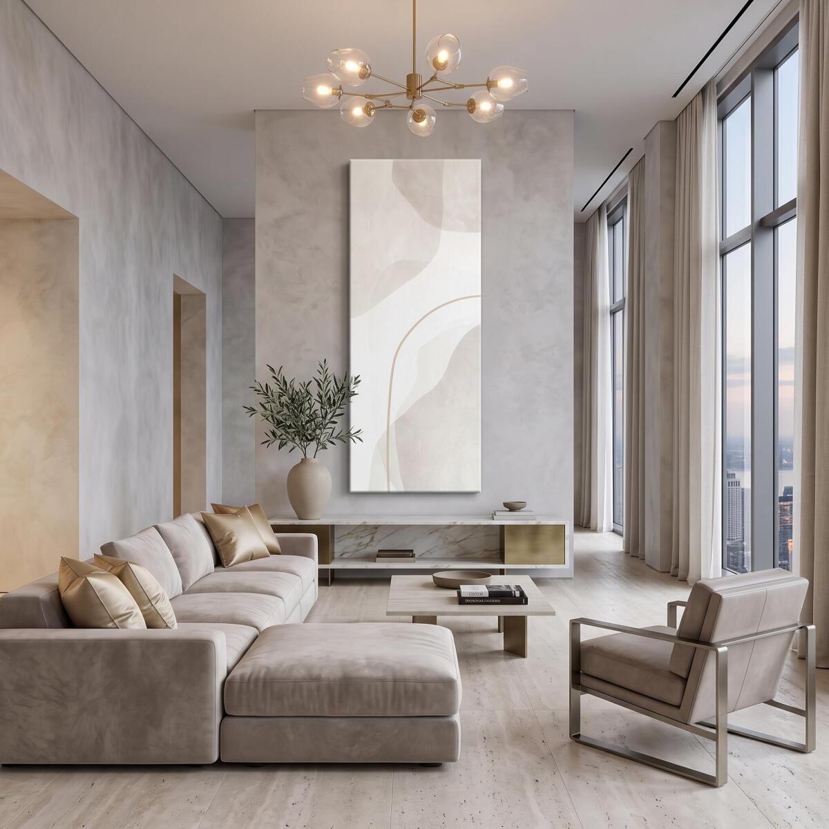 Elegancka Dekoracja Ścienna- Beż i Szarość | Nowoczesny Obraz 31285 - zdjęcie 5