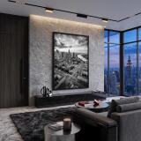 Nowoczesny plakat do salonu Warszawa z lotu ptaka | Panorama miasta do biura 31213 - miniaturka 4