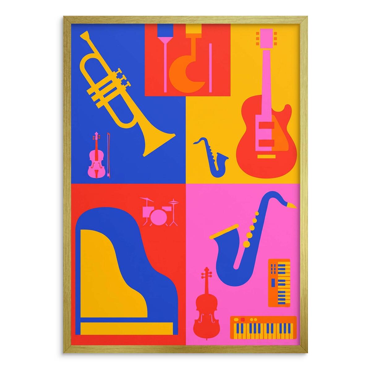 Kolorowy plakat muzyczny do salonu - Instrumenty Pop-Art | Obraz na ścianę 31113 - zdjęcie 3