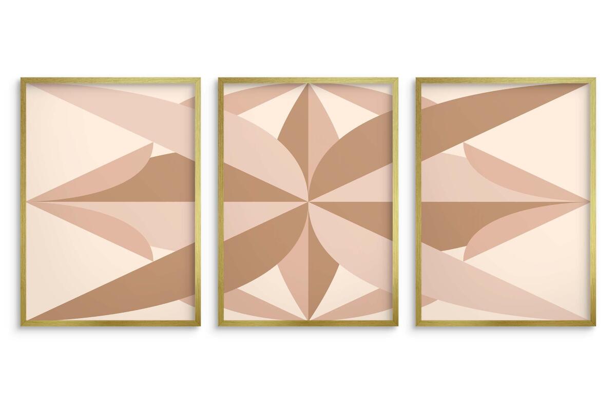 Trzyczęściowy plakat do salonu beżowy- Rozeta geometryczna | Tryptych boho 31259 - zdjęcie 4