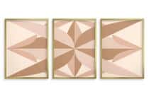Trzyczęściowy plakat do salonu beżowy- Rozeta geometryczna | Tryptych boho 31259 - miniaturka 4