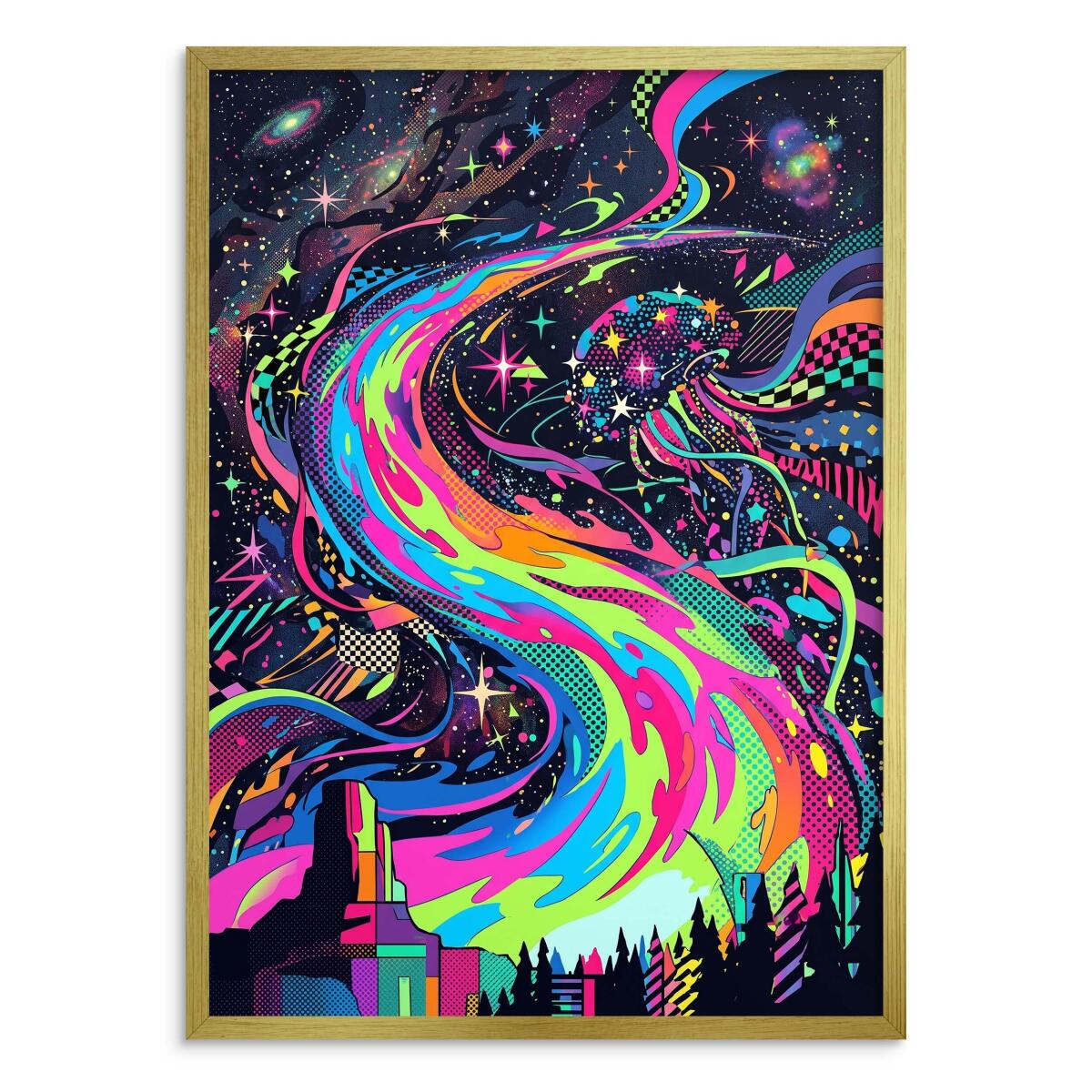 Plakat nad Biurko Kosmiczna Meduza- Neon Fluid Art | Grafika do Pokoju Nastolatka 31126 - zdjęcie 3