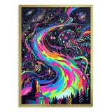 Plakat nad Biurko Kosmiczna Meduza- Neon Fluid Art | Grafika do Pokoju Nastolatka 31126 - miniaturka 3
