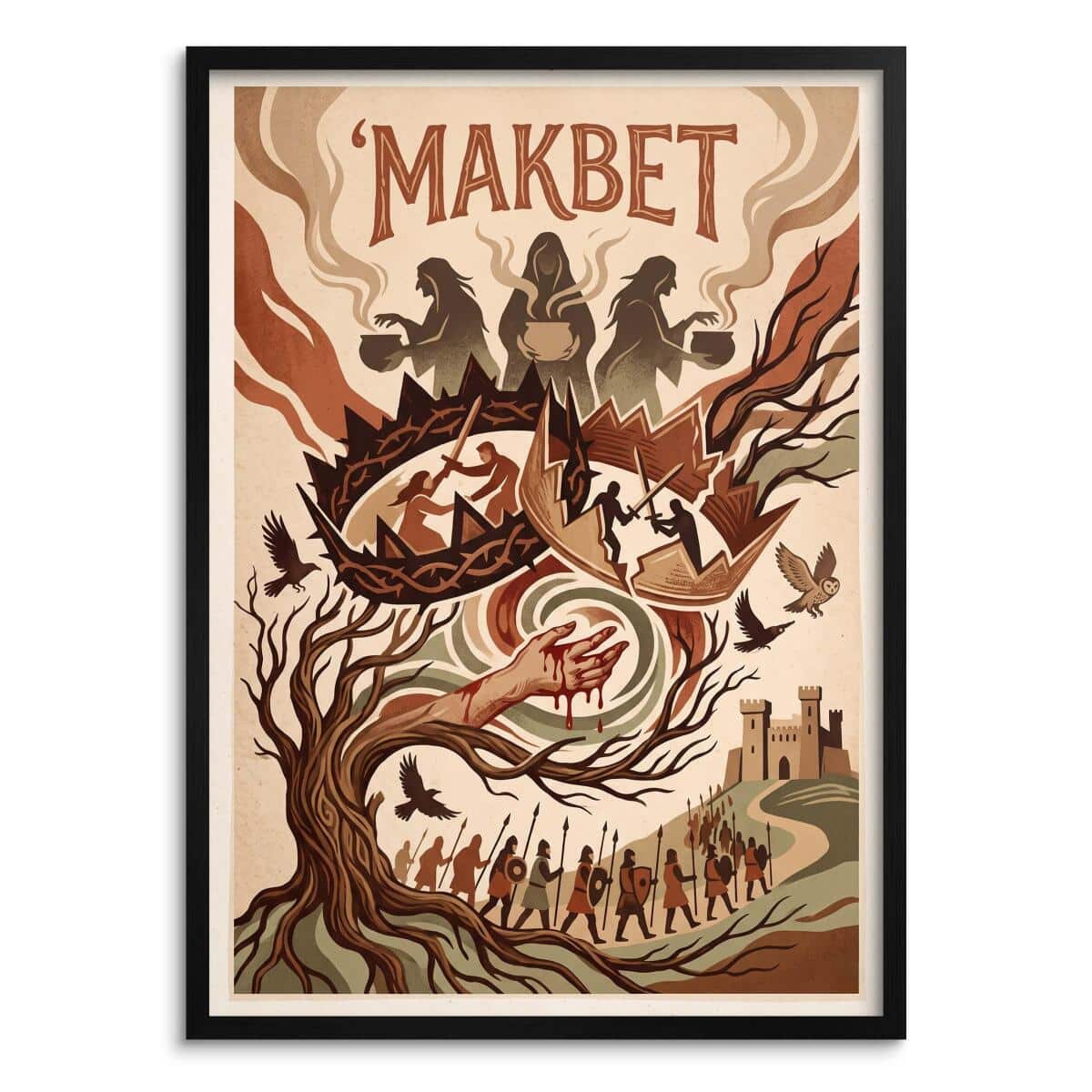 Ilustracja teatralna Makbet- Tragedia Szekspira | Wyjątkowy prezent 31107