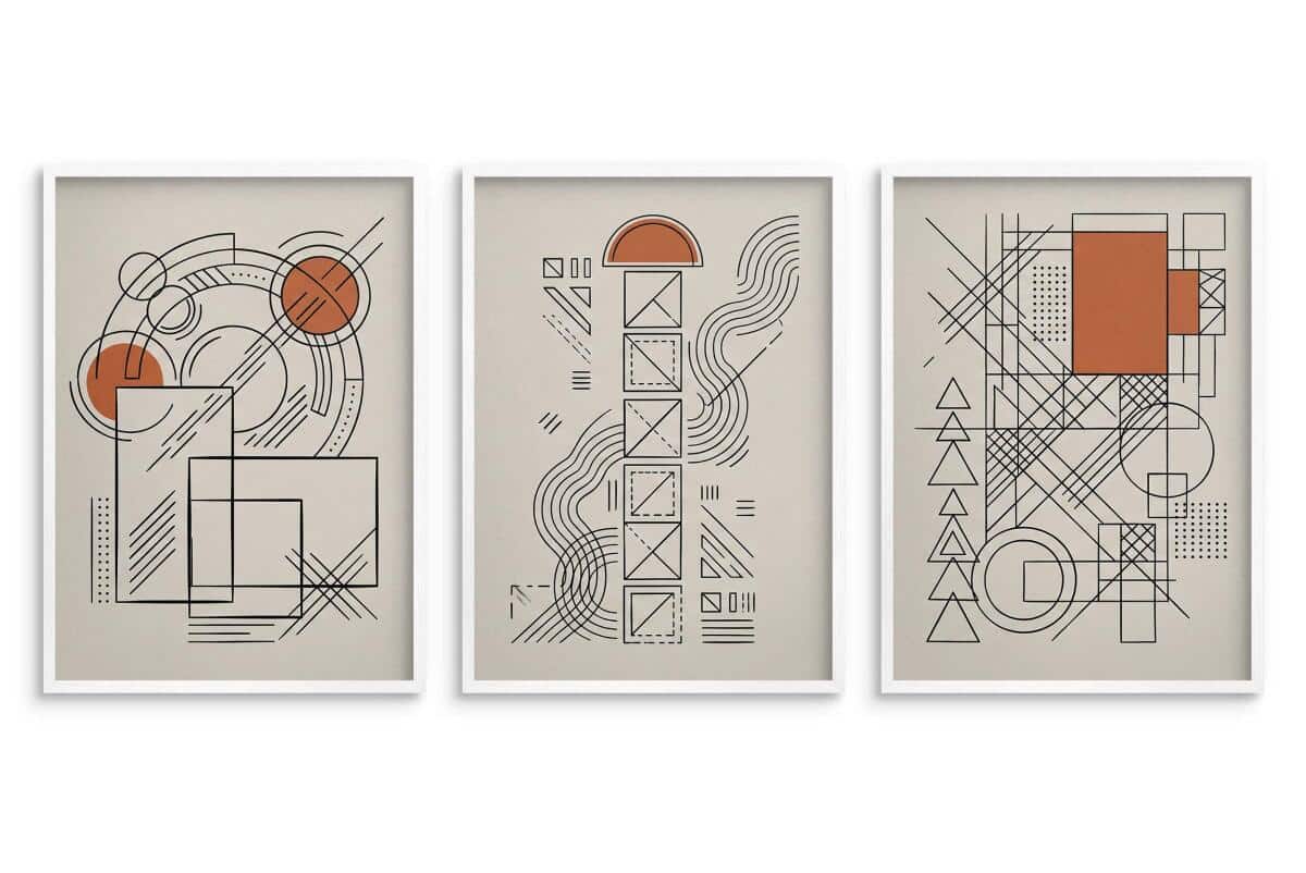 Obraz na ścianę nowoczesny- Geometria Japandi | Zestaw 3 plakatów linie loft 31120 - zdjęcie 2