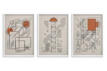 Obraz na ścianę nowoczesny- Geometria Japandi | Zestaw 3 plakatów linie loft 31120 - miniaturka 2