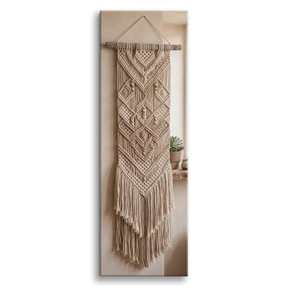 Nowoczesny Obraz na Ścianę- Makrama Tkanina | Ozdoba Boho do Sypialni 31317