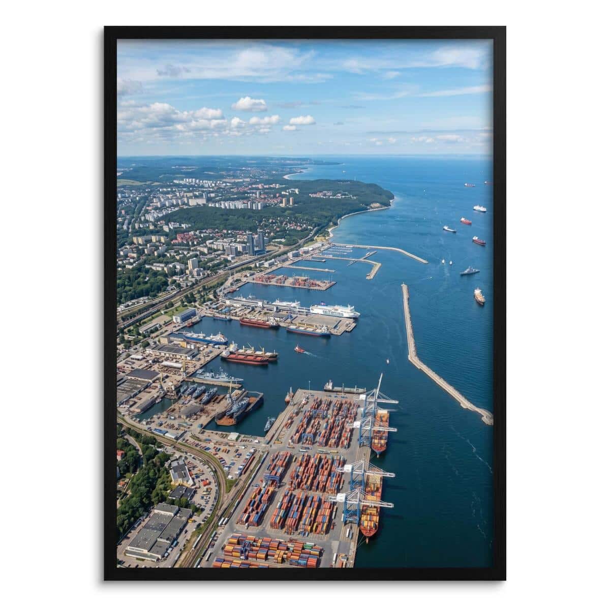 Plakat Port Gdynia z lotu ptaka | Nowoczesny obraz morze do salonu 31101