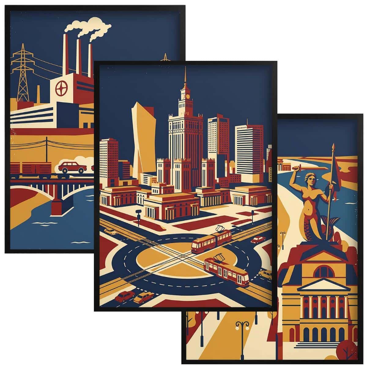Plakat wielkomiejski Warszawa design | Dekoracja do biura w stylu retro 31157