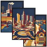 Plakat wielkomiejski Warszawa design | Dekoracja do biura w stylu retro 31157 - miniaturka 1