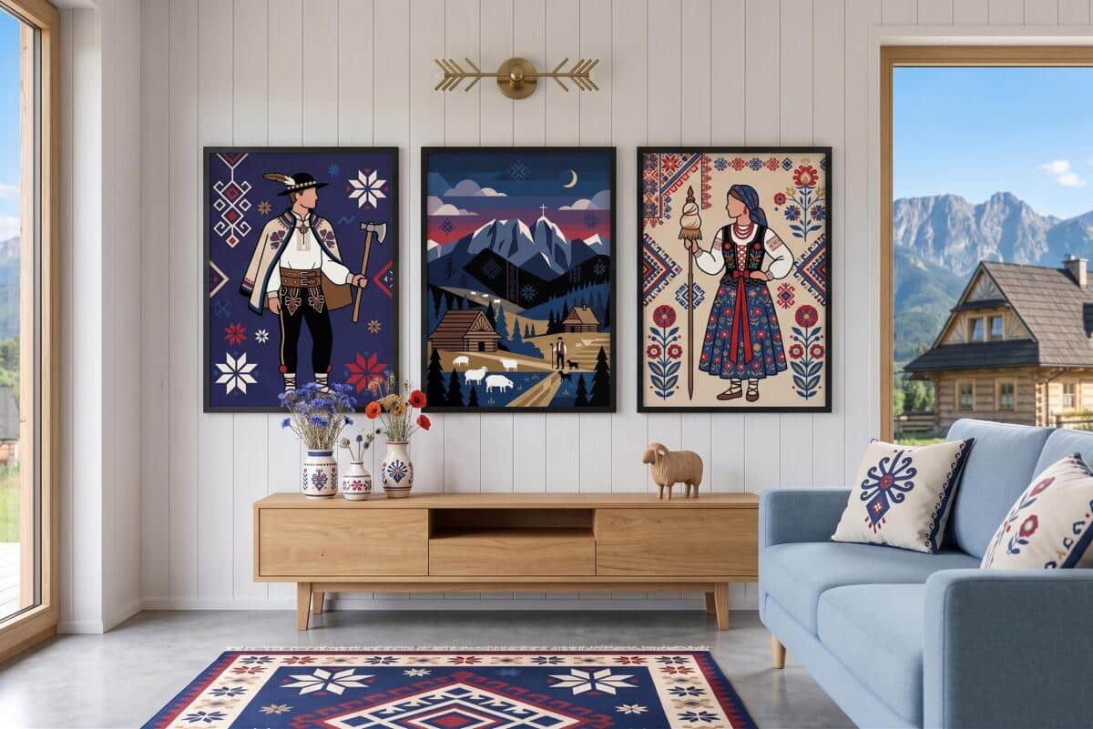 Nowoczesny Tryptyk Góralski- Folklor Tatr | Plakat do salonu zestaw 3 sztuk 31211 - zdjęcie 7